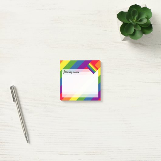 Rainboogkleuren met vlag en aangepaste tekst post-it® notes (Kantoor)