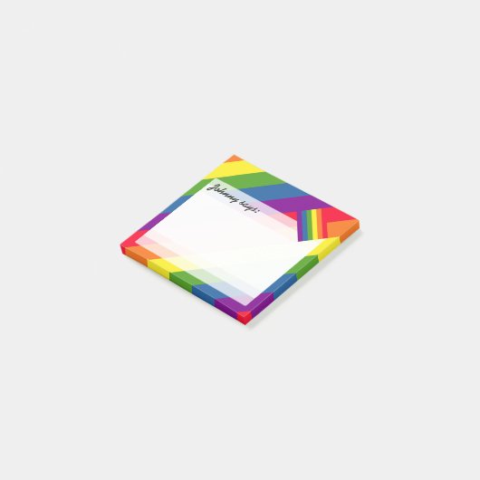 Rainboogkleuren met vlag en aangepaste tekst post-it® notes (Schuin)