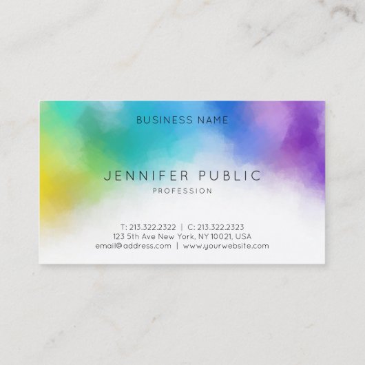 Rainboogkleuren Moderne kleurrijke Abstracte elega Visitekaartje (Achterkant)