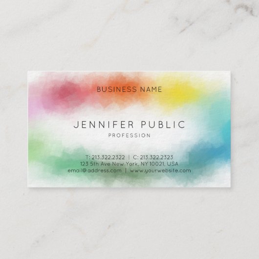 Rainboogkleuren Moderne kleurrijke Abstracte Sjabl Visitekaartje (Achterkant)