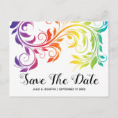Rainboogkleuren scroll leaf lesbian Save the Date Aankondigingskaart (Voorkant)