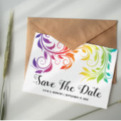 Rainboogkleuren scroll leaf lesbian Save the Date Aankondigingskaart