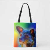 Rainboogkleuren Terrier Mix Abstracte Dog Art Tote Bag (Voorkant)