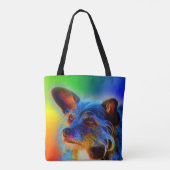 Rainboogkleuren Terrier Mix Abstracte Dog Art Tote Bag (Achterkant)