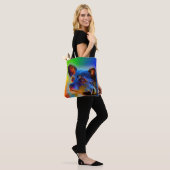 Rainboogkleuren Terrier Mix Abstracte Dog Art Tote Bag (Op model)