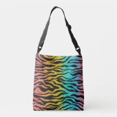 Rainboogkleuren tijgerstripe patroon op zwart crossbody tas (Achterkant)
