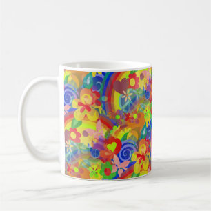 Rainboogkleuren van bloemvermogen koffiemok