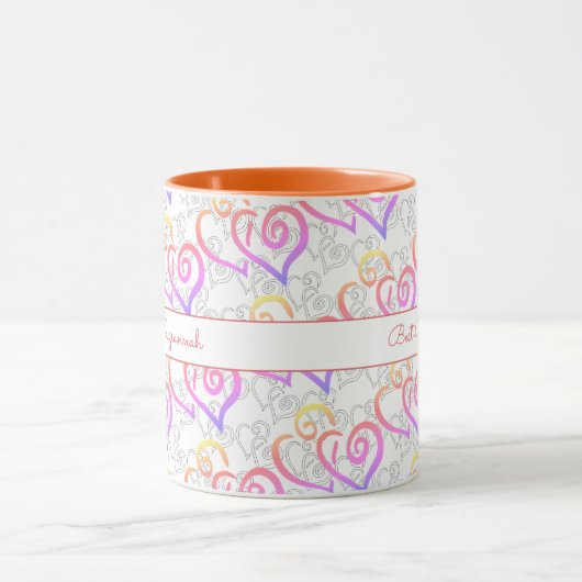 Rainboogkleuren Verbonden hartkunstwerk Aangepaste Mok (Midden)