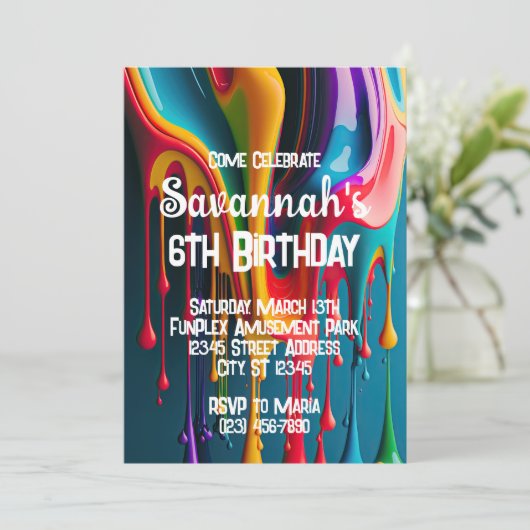 Rainboogkleuren Verf kleurrijke verjaardag Kaart (Staand voorkant)