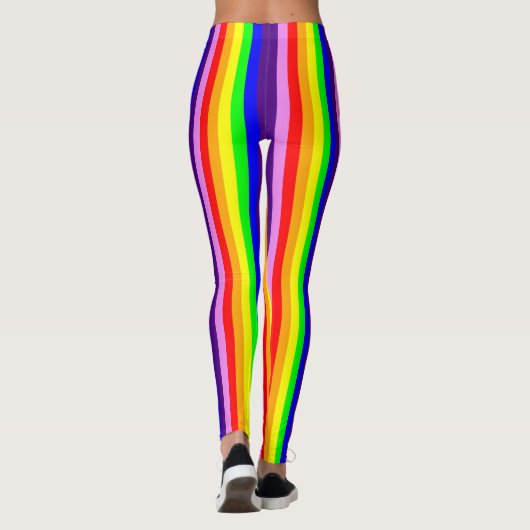 Rainboogkleuren Verticale Skinny Stripes Kleurig Leggings (Achterkant)