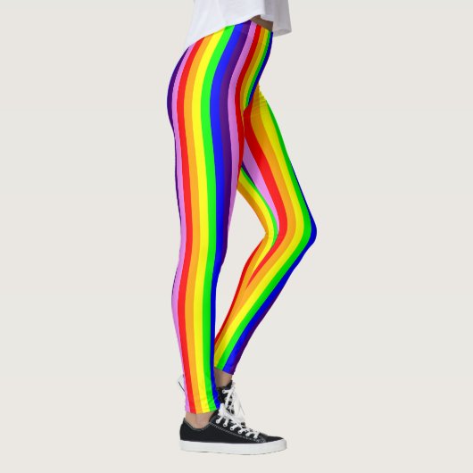 Rainboogkleuren Verticale Skinny Stripes Kleurig Leggings (Rechts)