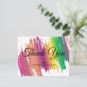 Rainboogkleuren Vrijgezellenfeest penseelstreek - Bedankkaart (Staand voorkant)