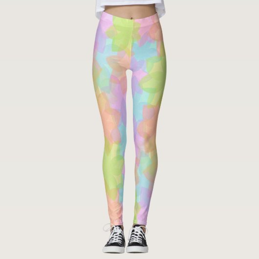Rainboogkleurenbloemontwerp, veel kleurenpatroon leggings (Voorkant)