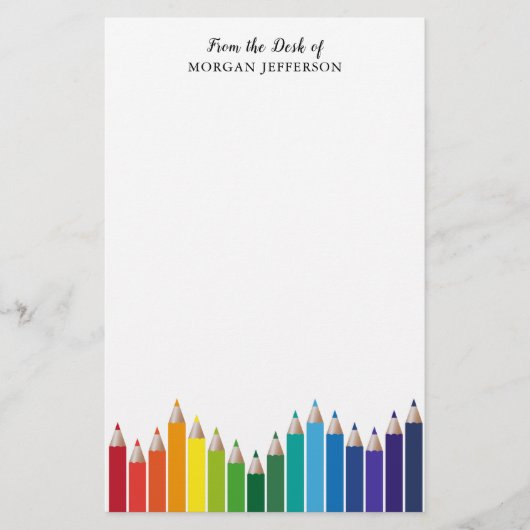 Rainboogkleurencils Kunstleraar op maat Briefpapier (Voorkant)