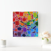 Rainboogkleurenkaart Wiel moderne abstracte kunst Vierkante Klok (Huis)