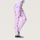 Rainboogkleurig autisme puzzelstukjes op PINK Leggings (Rechts)