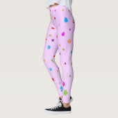 Rainboogkleurig autisme puzzelstukjes op PINK Leggings (Links)