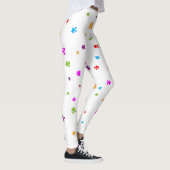 Rainboogkleurig autisme puzzelstukjes op WHITE Leggings (Rechts)