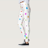 Rainboogkleurig autisme puzzelstukjes op WHITE Leggings (Links)