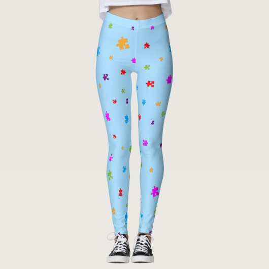 Rainboogkleurig autisme Puzzle-artikelen op LICHTE Leggings (Voorkant)