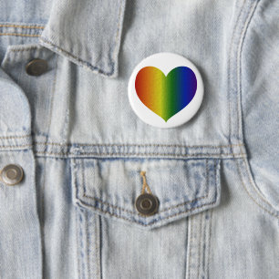 Rainboogkleurig hart ronde button 5,7 cm