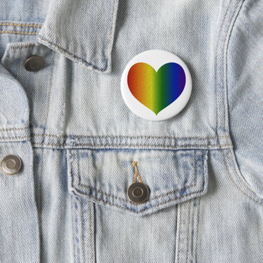 Rainboogkleurig hart ronde button 5,7 cm (In situ)