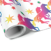 Rainboogkleurig paard cadeaupapier (Rol Hoek)