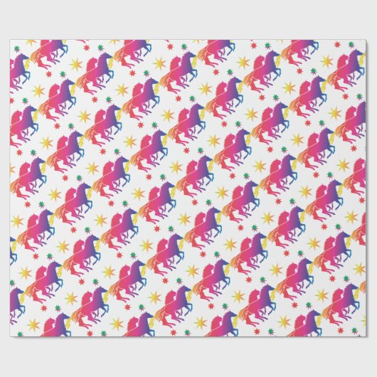 Rainboogkleurig paard cadeaupapier (Vlak)