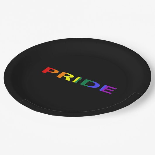 Rainboogkleurig Pride Word Papieren Bordje (Gekanteld)