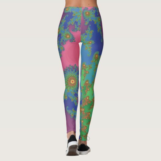 Rainboogkleurig spiraal fractaal ontwerp leggings (Achterkant)