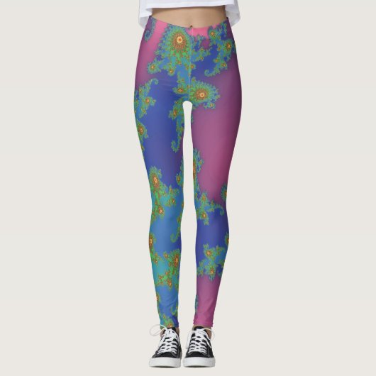 Rainboogkleurig spiraal fractaal ontwerp leggings (Voorkant)