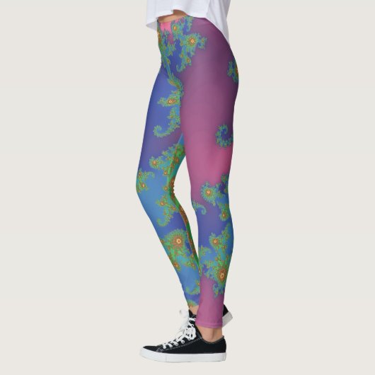 Rainboogkleurig spiraal fractaal ontwerp leggings (Links)
