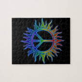 Rainboogkleurig symbool voor het vredesteken "Peac Legpuzzel (Horizontaal)