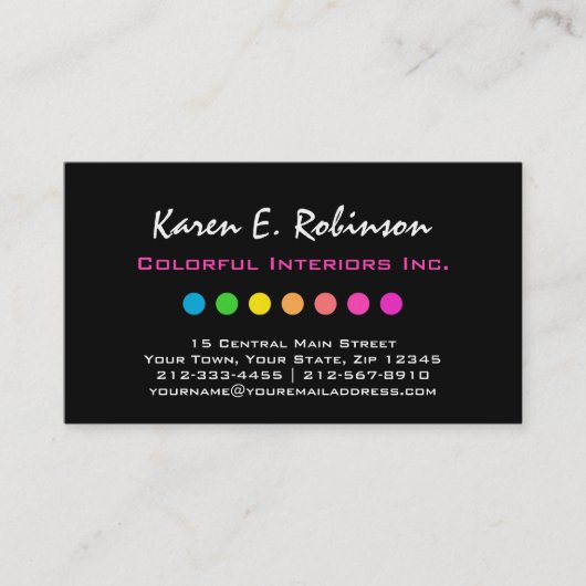 Rainboogkleurige Chic Interior Decorator Designer Visitekaartje (Voorkant)