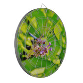 Rainboogkleurige Dragonfly op een paarse roze bloe Dartbord (Voorkant Links)