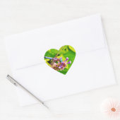 Rainboogkleurige Dragonfly op een paarse roze bloe Hart Sticker (Envelop)