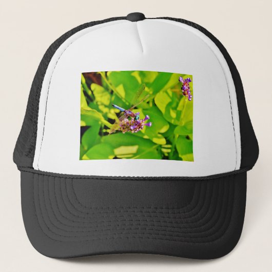 Rainboogkleurige Dragonfly op een paarse roze bloe Trucker Pet (Voorkant)