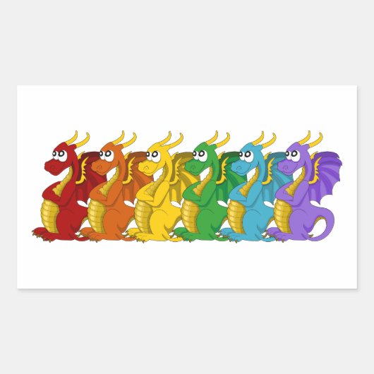 Rainboogkleurige draken cartoon Stickers (Voorkant)