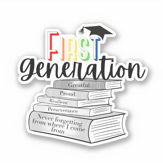 Rainboogkleurige eerste generatie met boeken sticker (Voorkant)