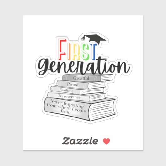 Rainboogkleurige eerste generatie met boeken sticker (Vel)