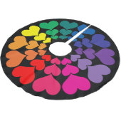 Rainboogkleurige harten op zwarte achtergrond kerstboom rok (Gekanteld)