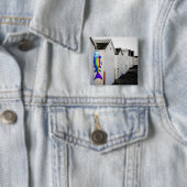 Rainboogkleurige mijt vierkante button 5,1 cm (In situ)