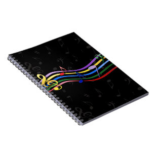 Rainboogkleurige Muzieknoten Notitieboek