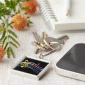 Rainboogkleurige Muzieknoten Sleutelhanger (Zijkant)