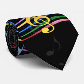 Rainboogkleurige Muzieknoten Stropdas (Opgerold)