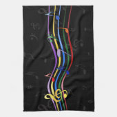 Rainboogkleurige Muzieknoten Theedoek (Verticaal)