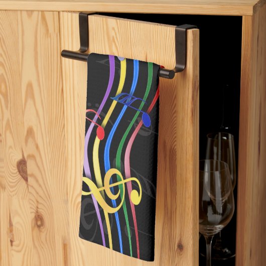 Rainboogkleurige Muzieknoten Theedoek (Derde Gevouwen)