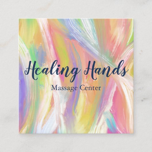 Rainboogkleurige olieverf vierkante visitekaartje (Voorkant)