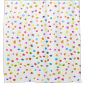 Rainboogkleurige polka-stip vrolijk, felle plezier douchegordijn (Voorkant)