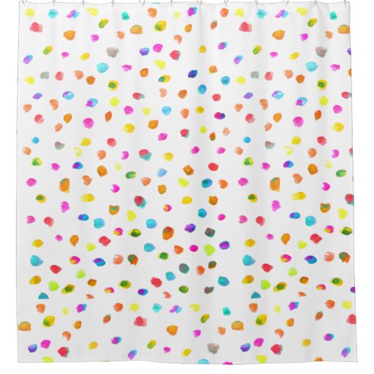 Rainboogkleurige polka-stip vrolijk, felle plezier douchegordijn (Voorkant)